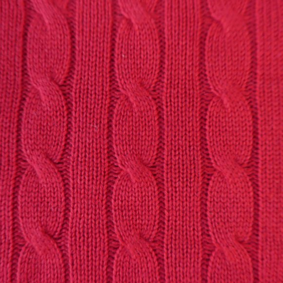 SiLK Cashmere Cable Knit Sweater Red The Limited Ribbed Crew Cuffs Waistband S - Picture 3 of 9